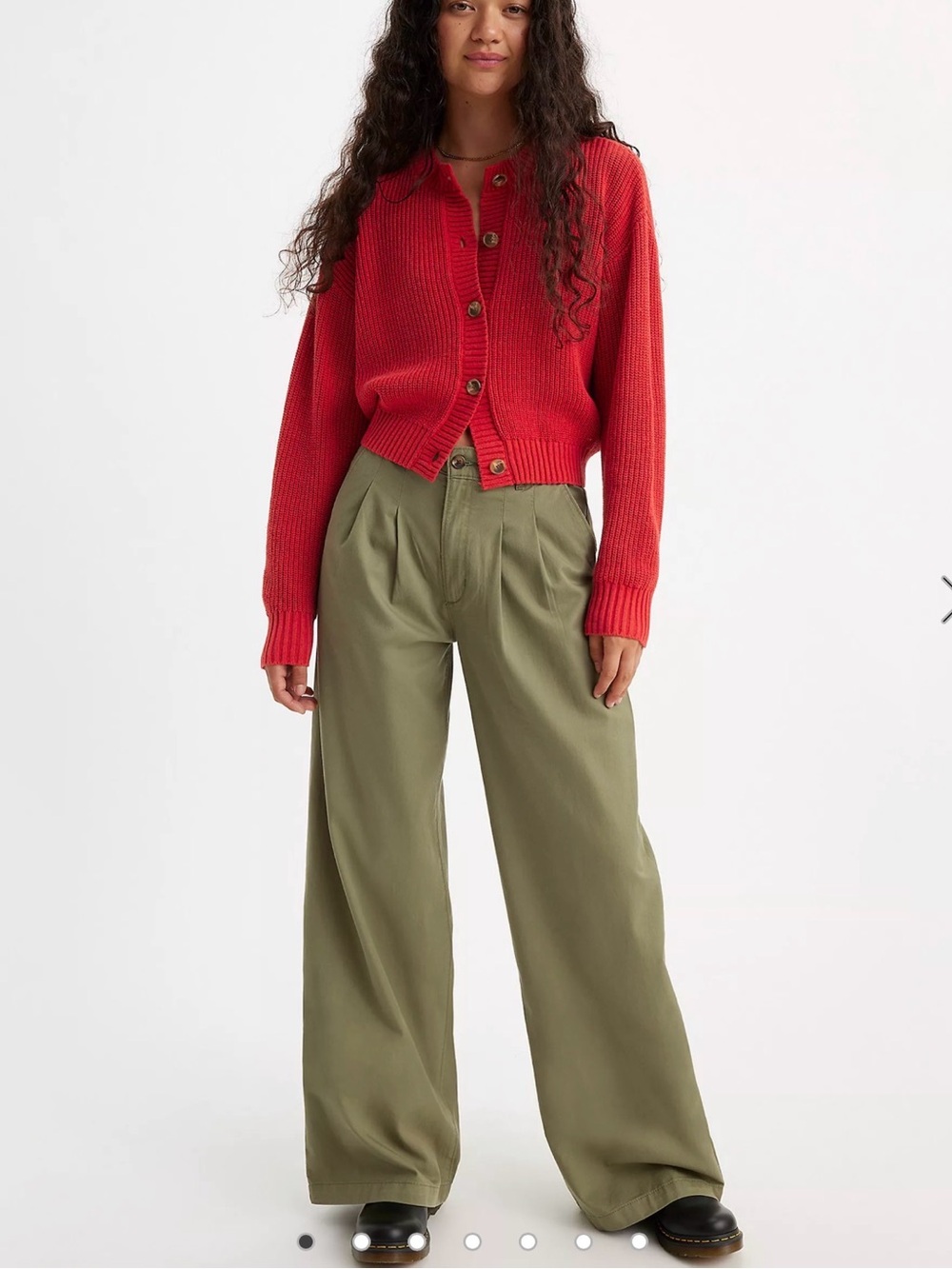 Levi's Olive Green Wide-Leg High-Rise Pants